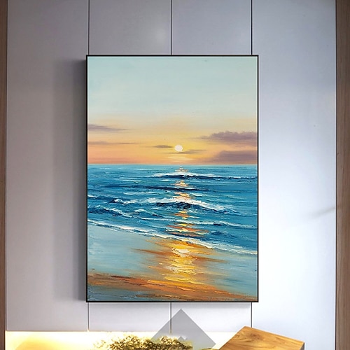 Ozean Gemälde handgemachte Sonnenaufgang Ozean Gemälde große Leinwand Küste Gemälde Meer Landschaft Gemälde Palette Leben Meereslandschaft Ölgemälde Schlafzimmer Gemälde Wohnkultur Weihnachtsgeschenk Image