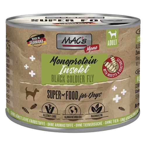 6x180g MAC's Monoprotein Insekten & Superfood Hundefutter nass