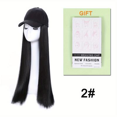 Hat Wigs 24 Inch Long Straight Hair Wigs With Baseball Synthetic Hat Wigs For Women