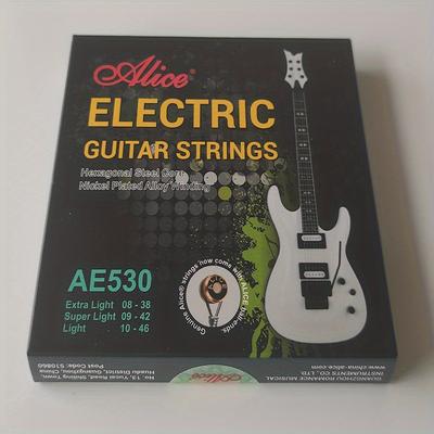 TEMU Ae530 Electric Guitar String Set, Plated Steel Plain String, Nickel Alloy Winding