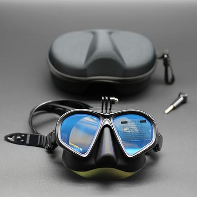 Tempered Glass Diving Mask With Storge Box, Waterproof And Anti Fog Electroplating Goggles With J-shaped Bracket For Camera