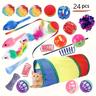 24-piece Cat Toy Set Set Channel Tease Cat Stick Ring Paper Cat Tunnel Channel Pet Toy