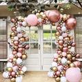 112pcs Pink White Golden Rose Golden Balloon Garland Arch Kit For Adult Wedding Birthday Party Anniversary Graduation Celebration Holiday Decoration Indoor Outdoor Party Decoration Supplies