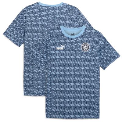 Manchester City Puma FtblCulture AOP T Shirt - Blue Image