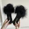 New Summer Shoes for Women Ladies Slippers Women's Fashion Square Toe Furry Flat Slides Shoes Office