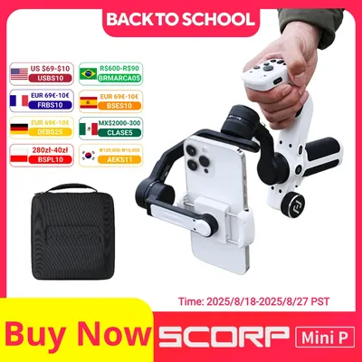 FeiyuTech Scorp Mini-P Kit 3 Axis Smartphone Gimbal, AI Tracker, Fill Light, for iPhone 16 Pro Max and Android Stabilizer