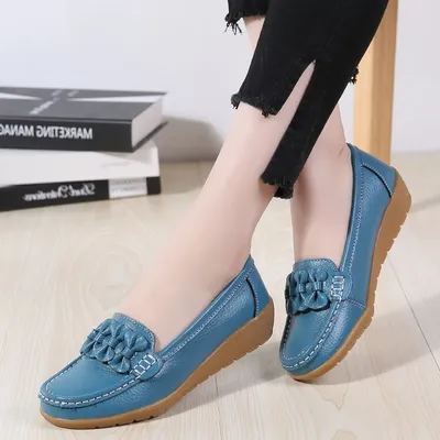 New Women Flats Genuine Leather Shoes Woman Soft Boat shoes for Women Flats shoes Ladies Loafers