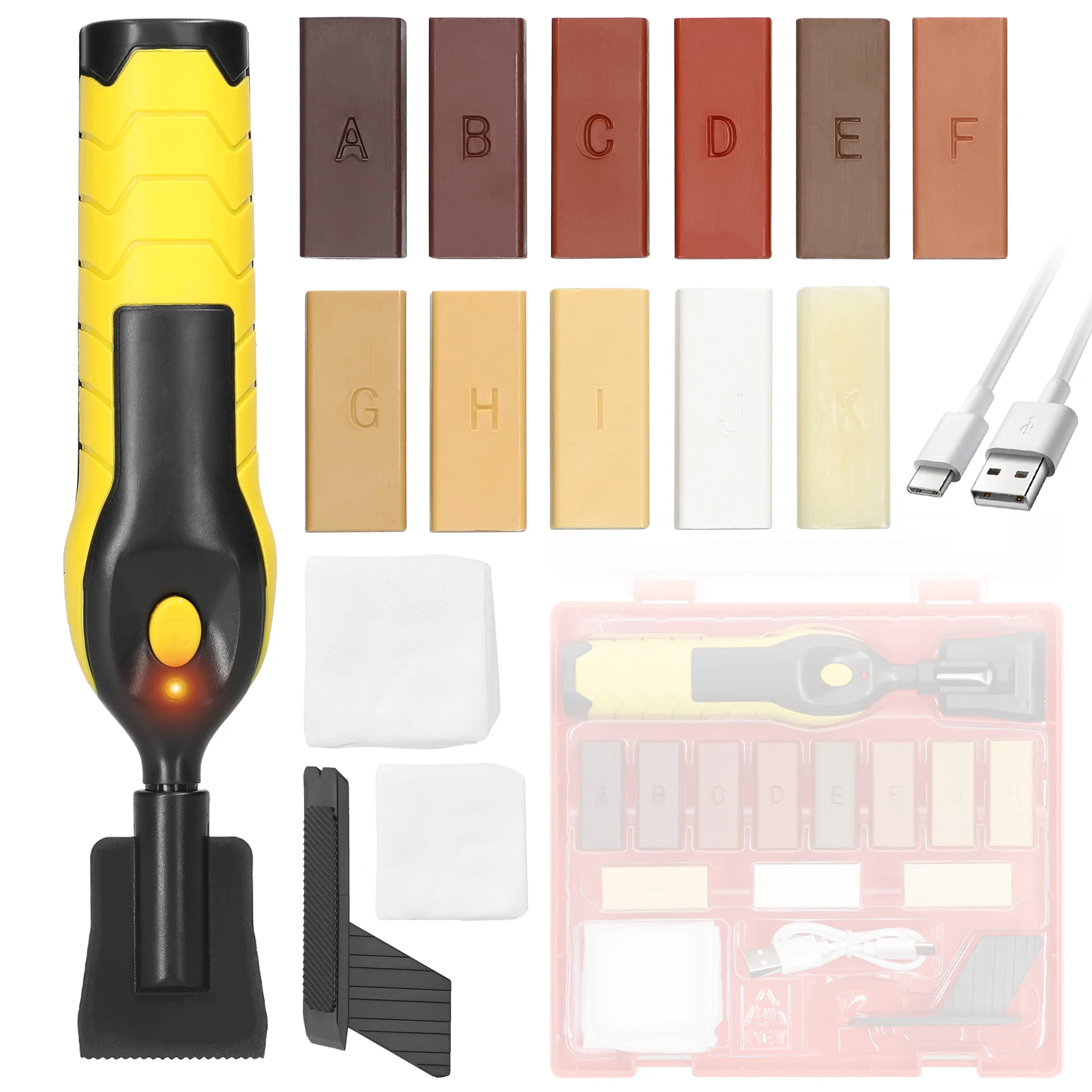 Wood Floor DIY Repairing Tool Set Furniture Repairing Tool Set Scratch Nail Hole Crack Filler Tool Set Melting Wax Tool Set