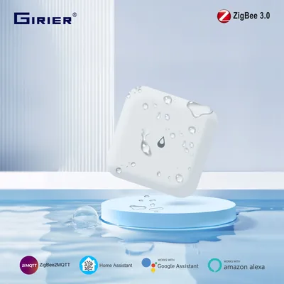 GIRIER ZigBee Water Leak Sensor Smart Leakage Detector Alarm for Smart Home Security IP66 Waterproof Works Home Assistant Alexa