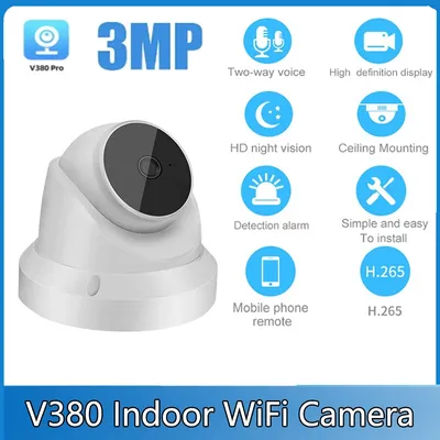 V380 Pro 3MP WiFi IP Indoor Camera Wireless Recorder Baby Monitor Two Way Audio Smart Surveillance CCTV HD Camera Pet Monitor