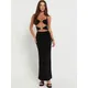 GACVGA Sexy Halter Butterfly Buttons Bodycon Maxi Dress Fashion Women Cut Out Backless Party Club