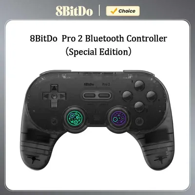 8BitDo Pro 2 Bluetooth Controller Gamepad Handle for Nintendo Switch 2, PC, macOtransparent blackl Edition)