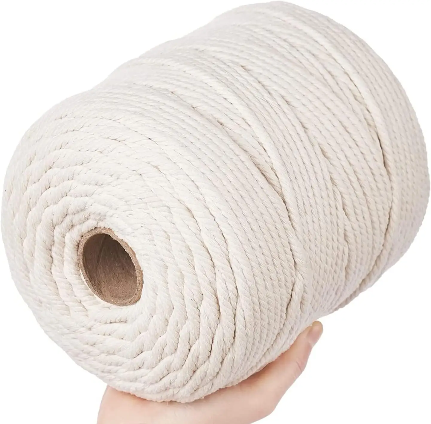 100% Natural Cotton Macrame Cord 4mm Macrame Rope Craft Cord for DIY Crafts Knitting Plant Hangers Christmas Wedding Décor Beige