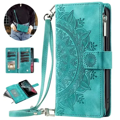 S 23 S24 Ultra 5G Leather Case for Samsung Galaxy S25 Ultra Flip Cover Zipper CrossBody Book Funda