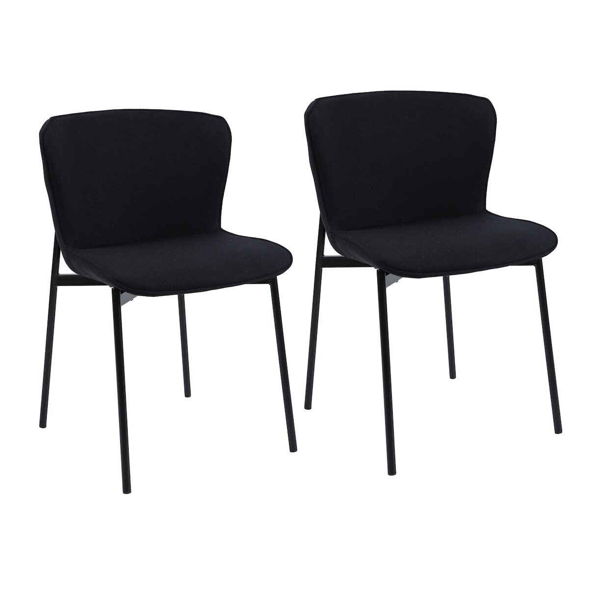 SVITA MARY 2er Set Esszimmerstuhl Polsterstuhl ohne Armlehnen Küchenstuhl Schwarz/Schwarz Image