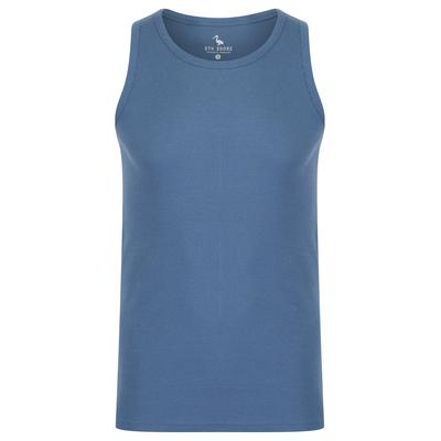 Vests Jeremy Cotton Ribbed Plain Vest Top in Blue Horizon - South Shore / L - Tokyo Laundry