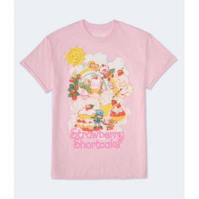 Aeropostale Womens' Strawberry Shortcake Desserts Oversized Graphic Tee - Pink - Size XL - Cotton