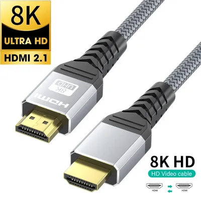 8K HDMI-Compatible Cable HDMI 2.1 Cord 8K 60Hz 4K 120Hz HDR 3D Braided for HD TV Laptop Projector