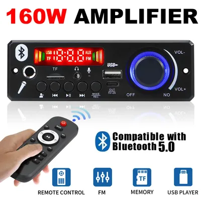 160W DIY Home Digital Amplifier MP3 Decoder Board 12V 80W Audio Power Bluetooth FM For Music