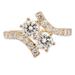 1.98 ct Round Cut Clear Simulated Diamond 14k Yellow Gold Engraving Statement Bridal Anniversary Engagement Wedding Ring Size 4