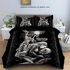 100% cotone floreale teschio cavaliere set copripiumino 3 pezzi set biancheria da letto stampata coppia scheletro umano 3 pezzi adatto per coppie e adulti set copripiumino gotico super morbido e