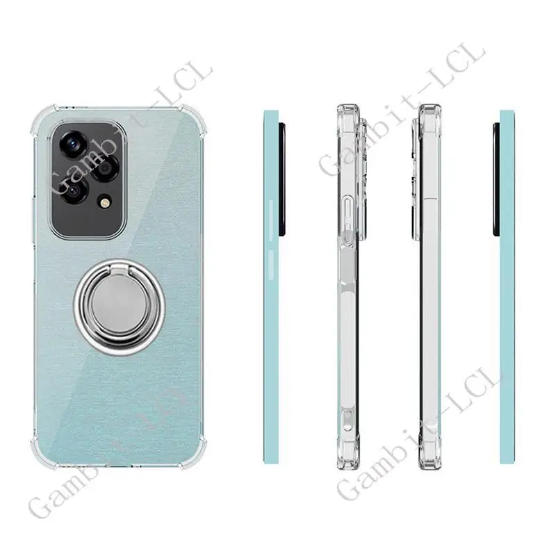 Coque de téléphone en silicone souple TPU avec support de bague arrière, coque de smartphone pour Honor 200 Lite 5G 6.7 pouces 200 Lite 2024