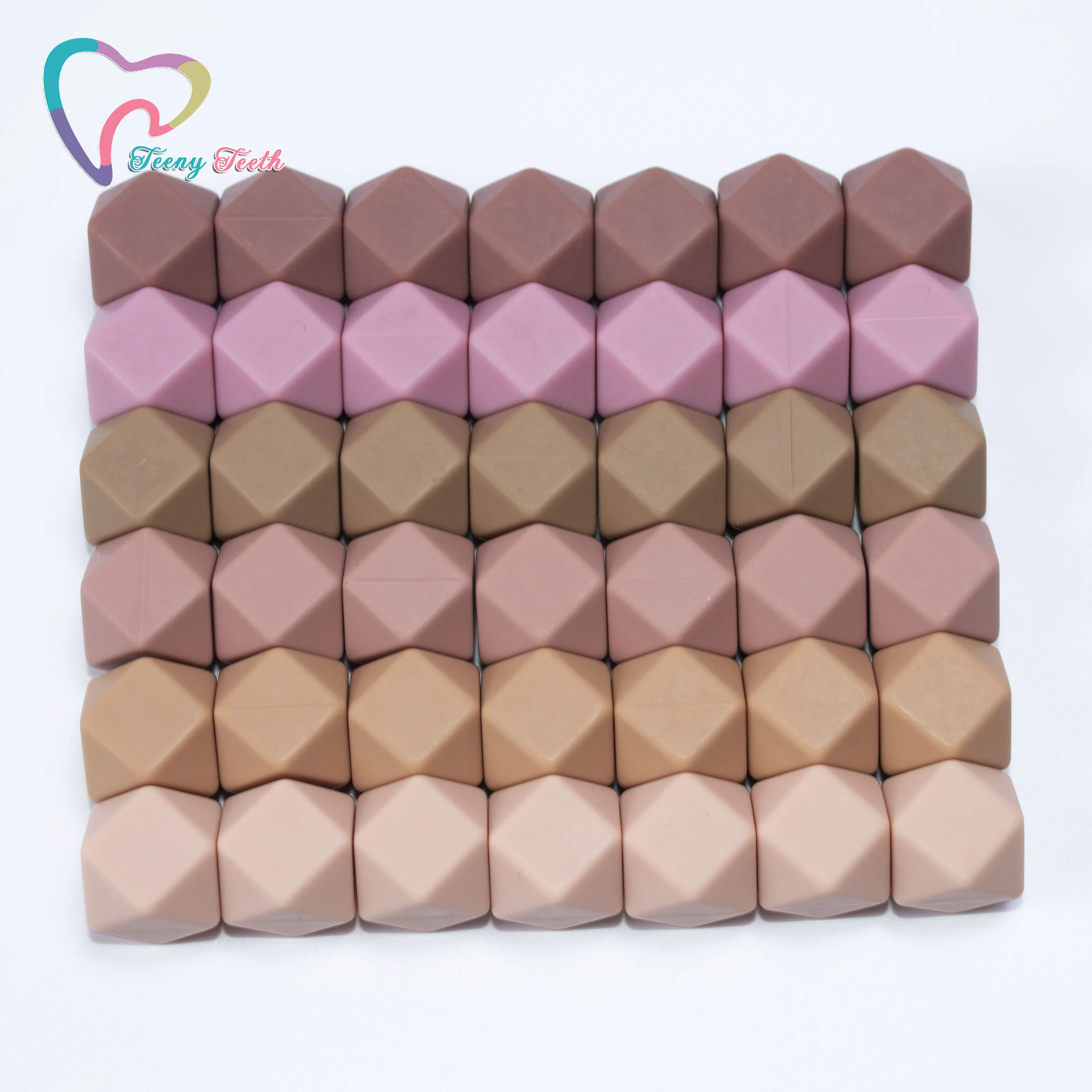 100 pièces perles de Silicone hexagone 1417 MM à croquer bébé anneaux de dentition perles bébé bricolage de qualité alimentaire Silicone collier de dentition perle sans BPA