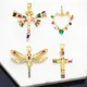 OCESRIO-Pendentif libellule en cristal multicolore pour collier cuivre plaqué or CZ Nina ifix