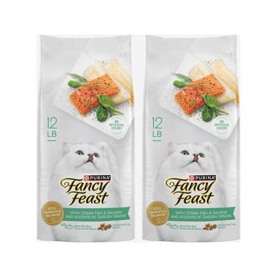Fancy Feast Gourmet Ocean Fish & Salmon & Accents of Garden Greens Dry Cat Food, 24-lb bundle