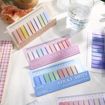 200pcs Morandi Color Simple Index Stickers, 17cm (6.7in)*8.5cm (3.3in) Student Stickers Note Marker Stickers