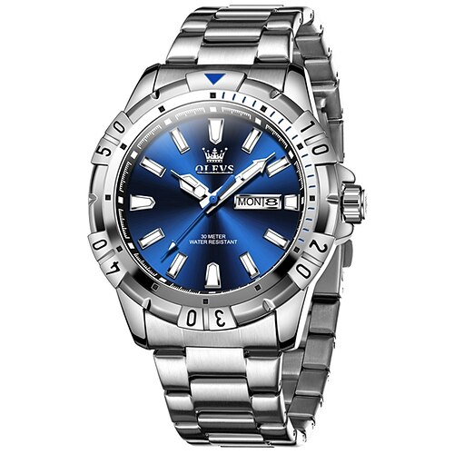 OLEVS Hommes Montres à quartz Mode Affaires Montre Bracelet Lumineux Calendrier Date Semaine IMPERMÉABLE Acier Suivre