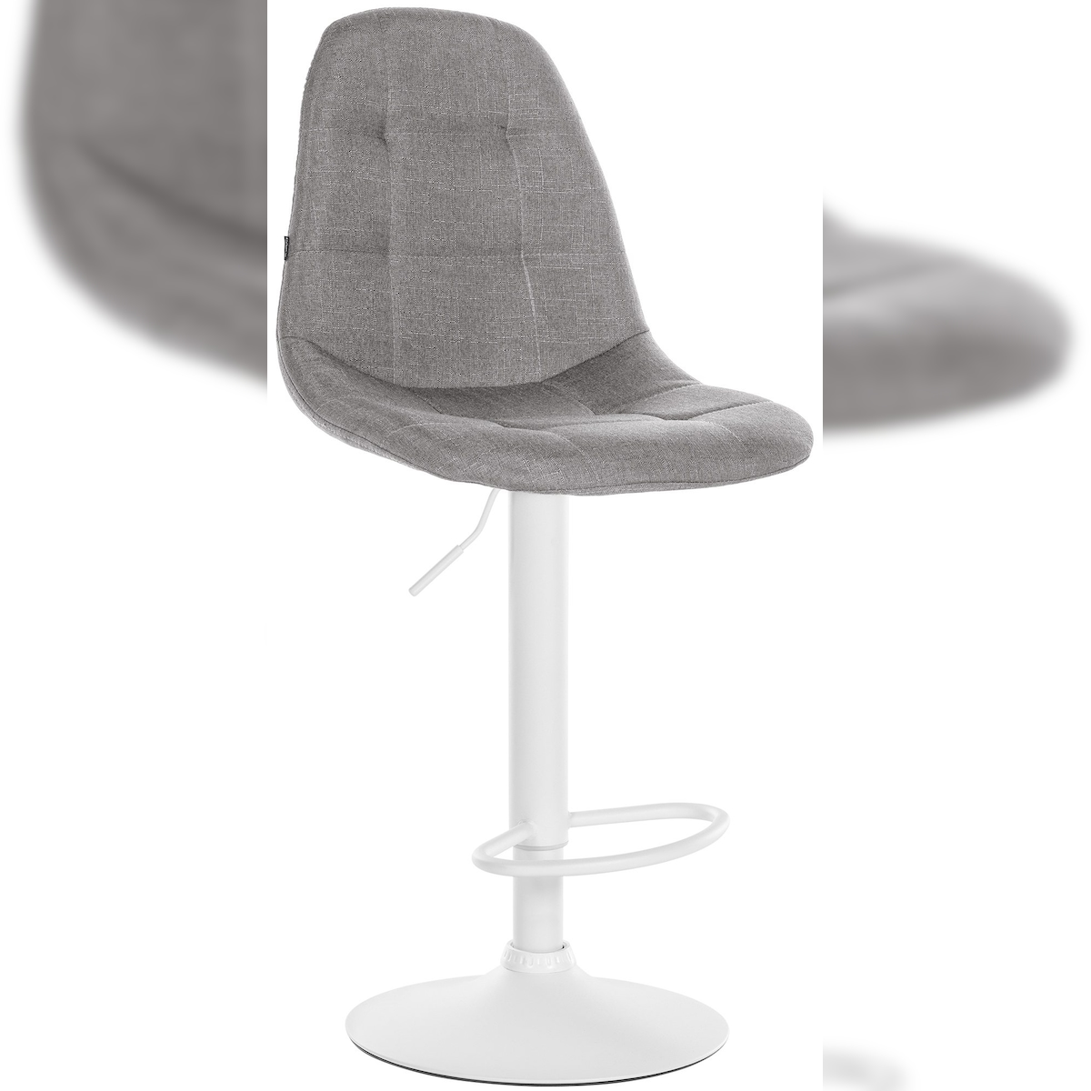 CLP Barhocker Elmore Stoff grau/Metall matt weiss Image