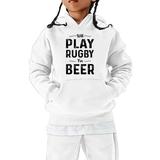 Baby Sweatshirt Child Kids Rugby Football Letter Prints Retro Sports Hooded Pullover Tops With Pocket Girls Hoodies White 4 Years-5 Years