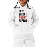 Baby Sweatshirt Child Kids Rugby Football Letter Prints Retro Sports Hooded Pullover Tops With Pocket Girls Hoodies White 7 Years-8 Years