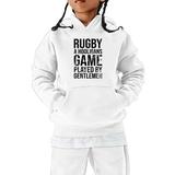 Baby Sweatshirt Child Kids Rugby Football Letter Prints Retro Sports Hooded Pullover Tops With Pocket Girls Hoodies White 9 Years-10 Years
