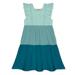 Millie Loves Lily Female Nile Blue & Teal Color Block Ruffle Tiered A-Line Dress 100% Cotton Jersey Knit (2T-12)
