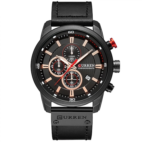 CURREN Herren Quarz Uhr Outdoor Sport Mode Armbanduhr Kalender Wasserdicht Dekorative Leder Uhr Image