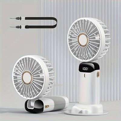 Foldable Personal Mini Fan – USB Rechargeable Handheld Fan with LED Display and 5 Speeds, for Home Office Travel Camping