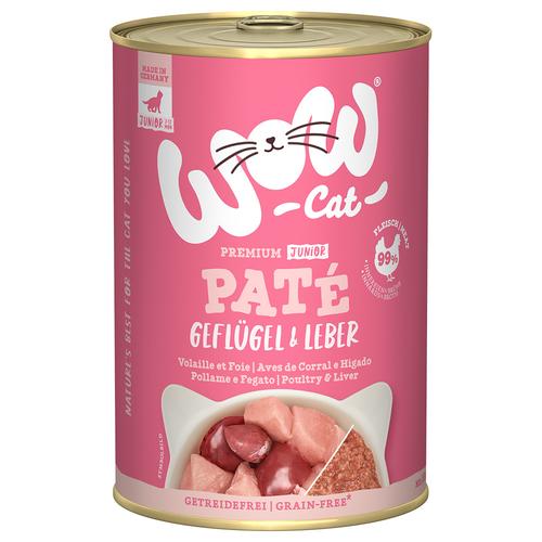 6x 400g WOW Cat Junior Geflügel & Leber Katzenfutter nass