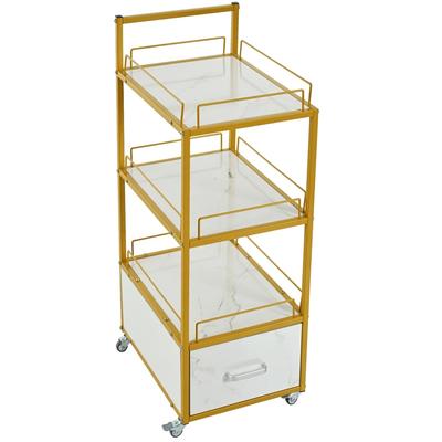 Storage Trolley Cart,with Lockable Rolling Wheels,Metal Frame