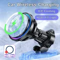 Caricabatteria da auto wireless magnetico con raffreddamento a ghiaccio da 15 W per iPhone 16 15 14 13 12 Pro Max MacSafe supporto per telefono per auto stazione di ricarica rapida