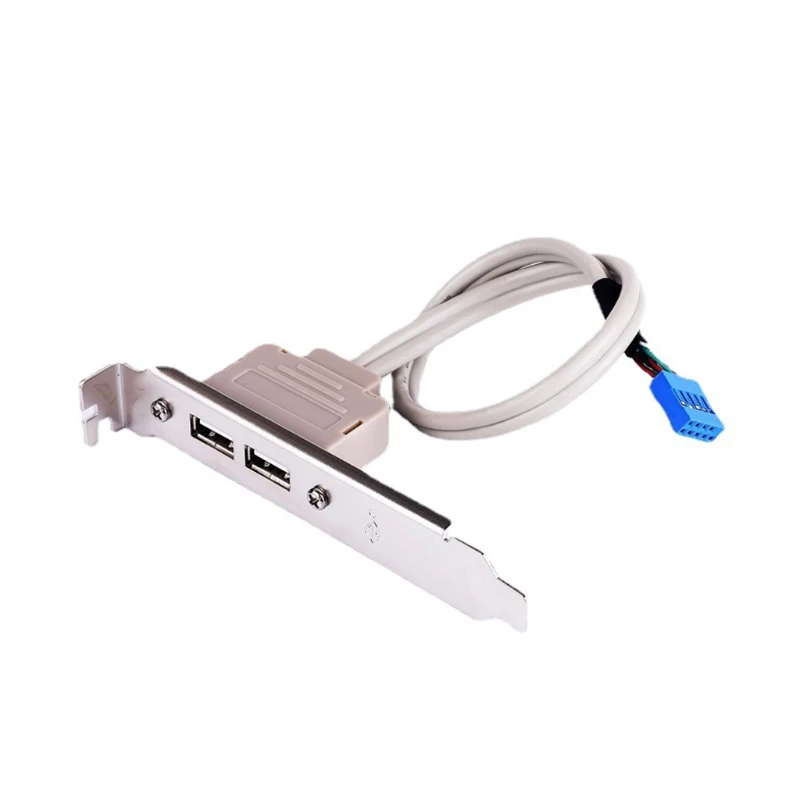 2 Ports USB 2,0 Weibliche Zurück Panel Zu Motherboard 9pin Header Stecker Kabel Adapter Mit PCI Slot Platte Halterung 30cm Image