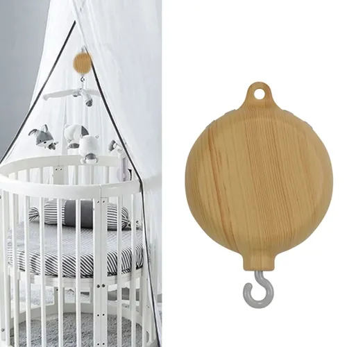Babybett Bett Glocke Spieluhr Halter mobile hängende Spielzeuge 360 ° Drehs pielzeug Holzmaserung