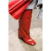 Metall Kreis Nieten Dekor rot schwarz quadratische Zehen Stiefel Slip auf Frauen Schuhe klobige High