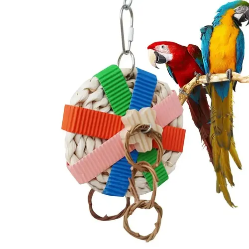Papagei Kau spielzeug Nymphen sittich Spielzeug Vogel Kau spielzeug mit Metall haken bunte Futters