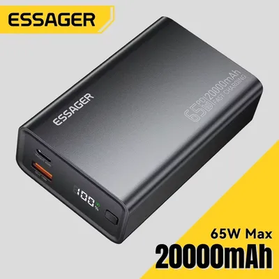 Essager Power Bank 20000 mAh Tragbare PD 65 W Schnelle Aufladen Handy Externe Batterie Powerbank Für iPhone17 16 15 Laptop Mac