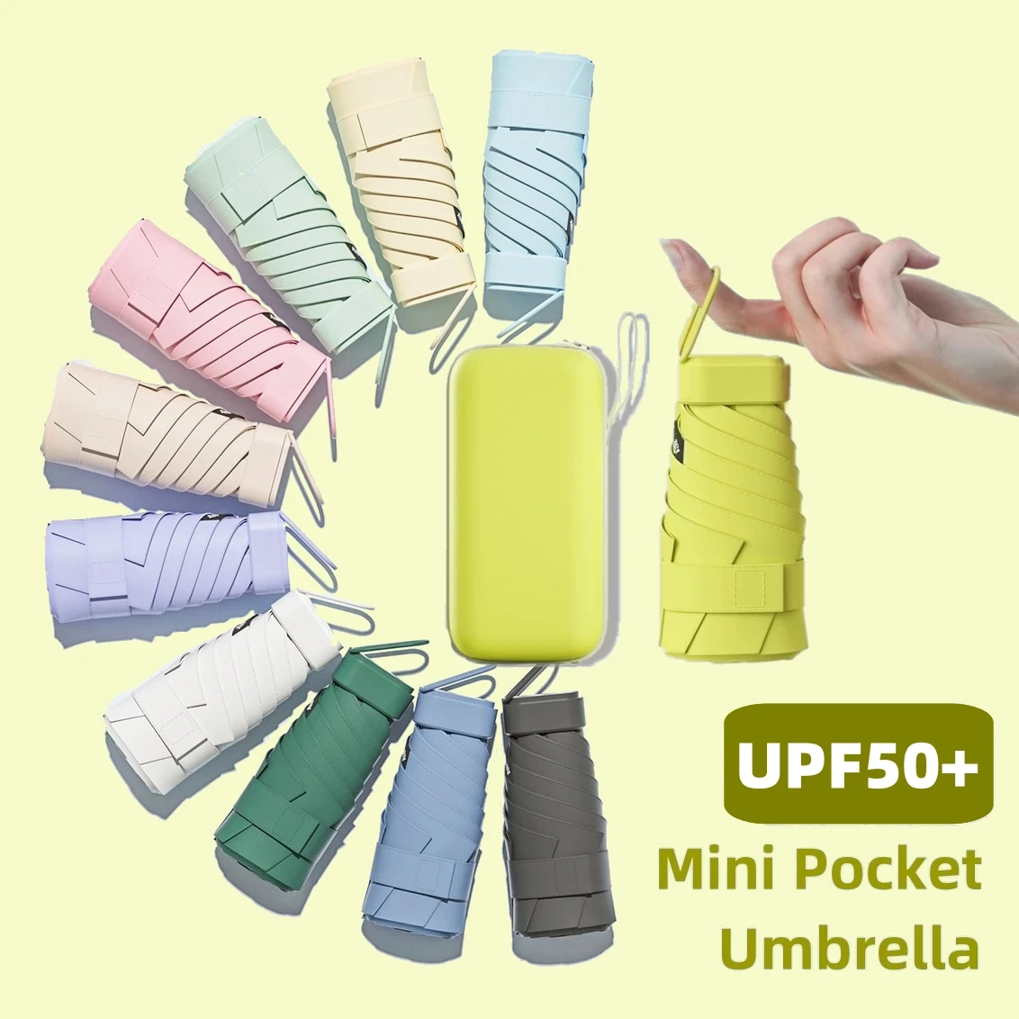 UPF50+ Mini-Klappschirm, Vinyl, kleiner Sonnenschutz, Regenschirm, Tasche, Regen, Reiseschirm, UV-Schutz, Kapsel, Sonnenschirm Image