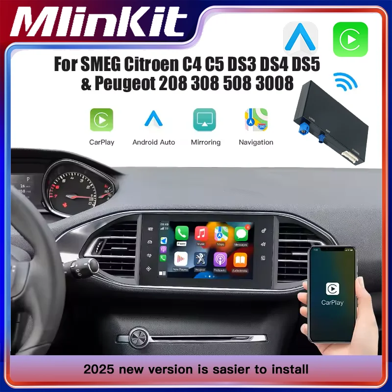 Drahtloser Carplay-Adapter Android Auto für Peugeot Citroen SMEG MRN NAC 508 308 208 3008 C4 DS3 DS5 Unterstützung Rückfahrkamera Image