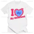 T-shirt en coton imprimé personnalisable pour hommes et femmes I Love My Boyfriend Girlfriend