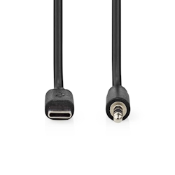 Nedis USB-C Adapter - USB 2.0 - USB-C Stecker - 3.5 mm Stecker - 1.00 m - Rund - Vernickelt - PVC - Schwarz - Box Image